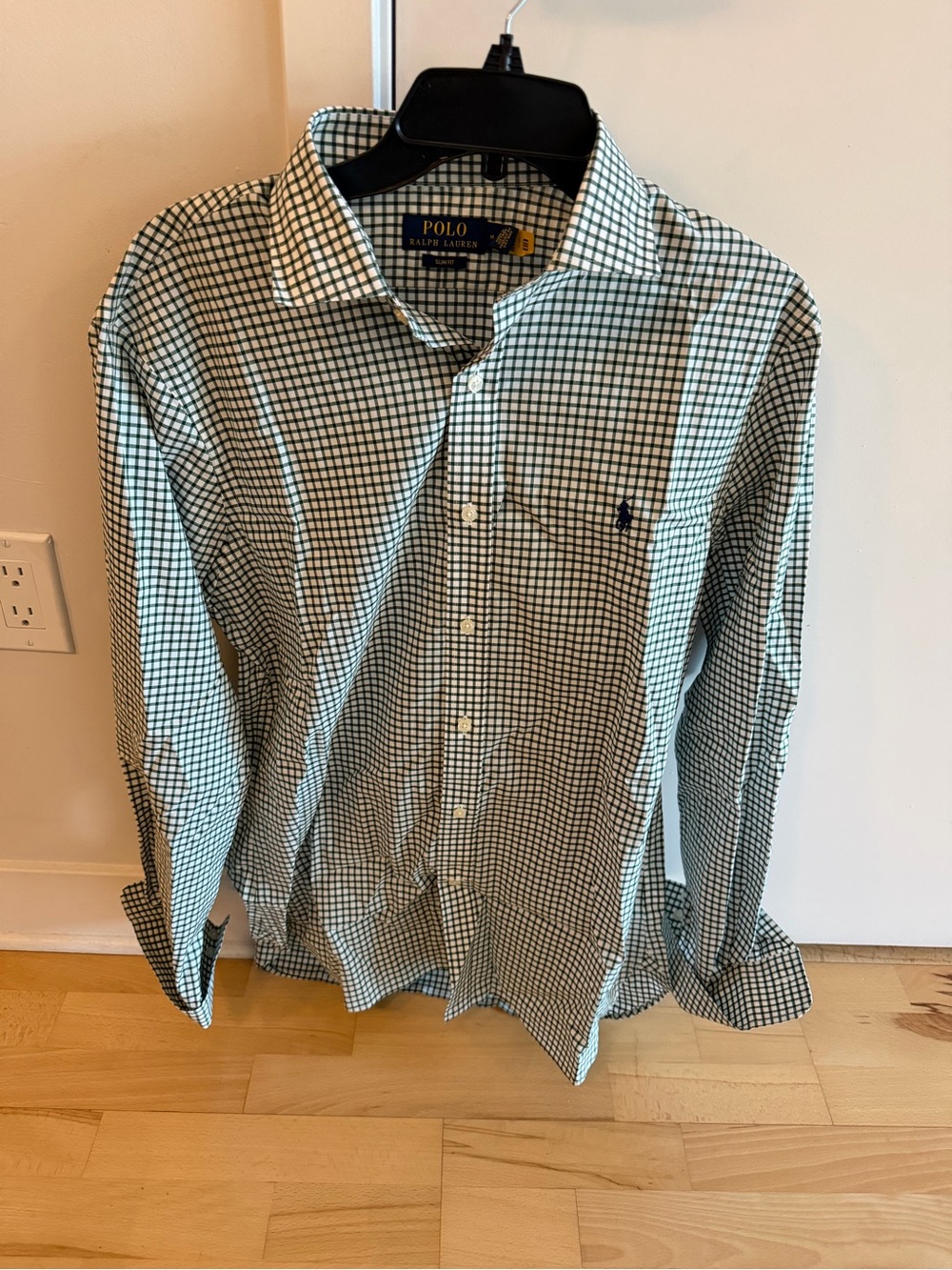 Ralph Lauren Green and White Check Dress Shirt